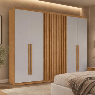 Guarda Roupa Casal CR35524 6 Portas de Bater 4 Gavetas MDF Laqueado Madeirado-Off White Multimóveis