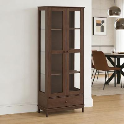 Cristaleira Ethos F06 2 Portas 3 Prateleiras com Gaveta Café Lyam Decor