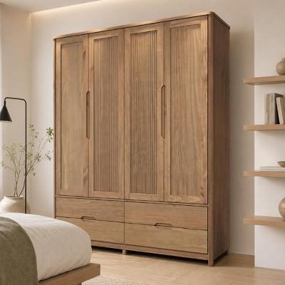 Guarda Roupa Solteiro Benton 4 Portas de Bater 4 Gavetas Madeira Maciça Tauari Lyam Decor