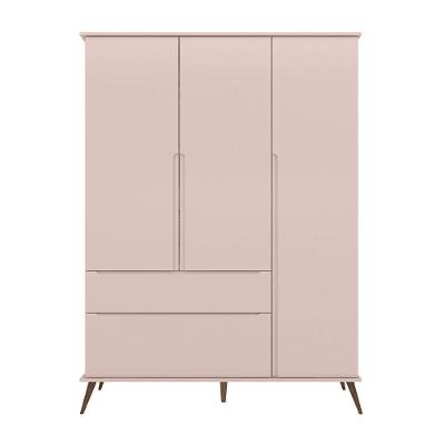 Guarda Roupa Infantil Tina 3 Portas 2 Gavetas MDF Rose Semi Brilho Sallar Home