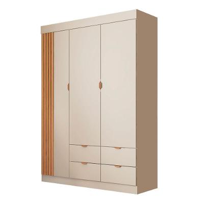 Guarda Roupa Infantil Liz 3 Portas de Bater 4 Gavetas MDF Off White Semi Brilho-freijo Sallar Home