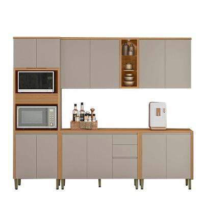 Cozinha Completa Arya 5 Peças MDF 120CM Jequitibá e Gris Fosco Sallar Home