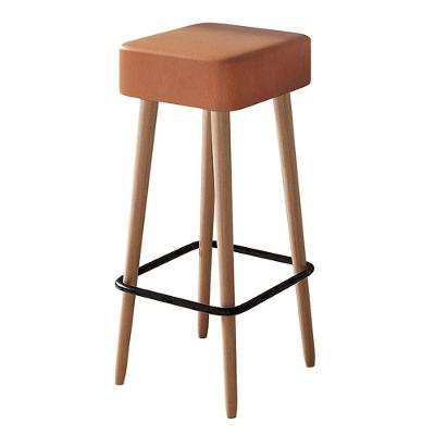 Banqueta Flora Assento em Courino Base Fixa sem Encosto 70cm Caramelo Sallar Home
