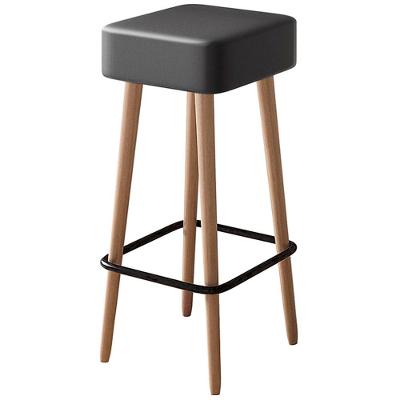 Banqueta Flora Assento em Courino Base Fixa sem Encosto 70cm Preto Sallar Home