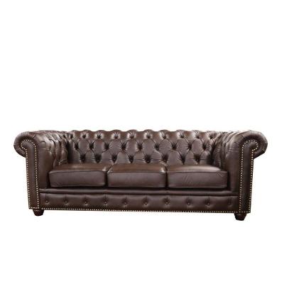 Sofá Maísa 3 Lugares 235CM Creme Couro Capuccino Sallar Home para Sala Estar Moderna