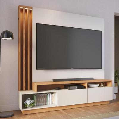Home Theater Humaitá para TV 75" 180CM MDP com LED Off White Freijó Colibri Móveis