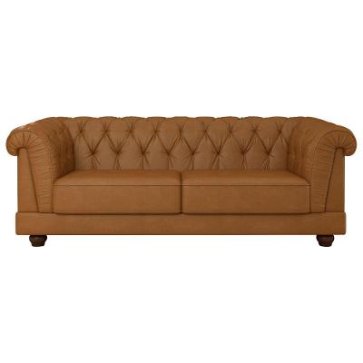 Sofá Living Apso 2 Lugares 190CM Caramelo Couro Sintético Sallar Home