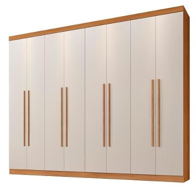 Roupeiro Casal New Porto 8 Portas de Bater 4 Gavetas MDP Cin-off Top Útil 245CM