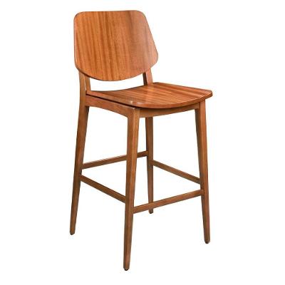 Banqueta Tami Assento em Couro Sintético Base Fixa sem Encosto 70cm Amadeirado Sallar Home