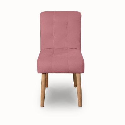 Cadeira Luna Estrutura em Madeira Maciça Estofada em Suede Rosa Ki Barato Móveis Design