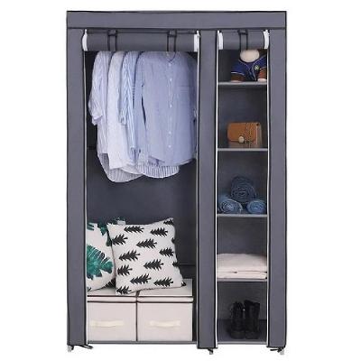 Guarda Roupa Portátil Solteiro Closet Multiuso Organizador Cinza Utibom