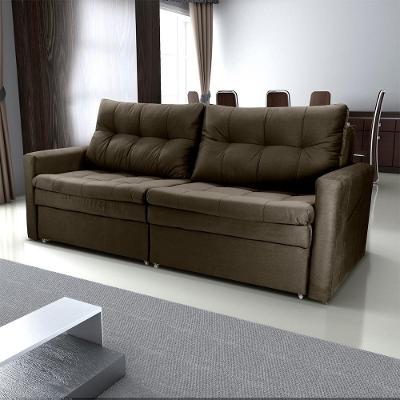 Sofá Cama Nayla 3 Lugares Retrátil 220CM Marrom Veludo Matrix