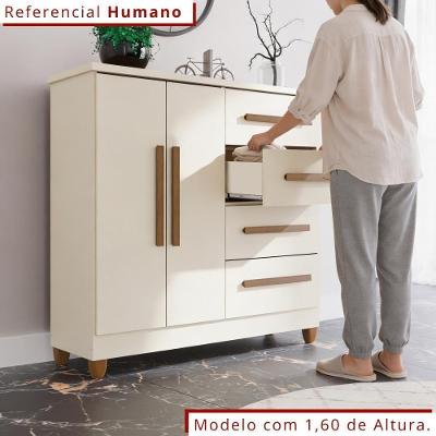 Cômoda Madri 4 Gavetas MDF Puxador Metálico Amadeirado Tudo de Móveis