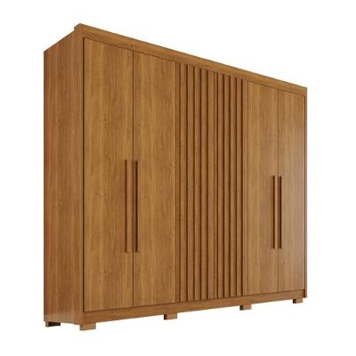 Guarda Roupa Casal Diamante Ripado 6 Portas de Bater 6 Gavetas MDF Cinamomo 240CM Diamante