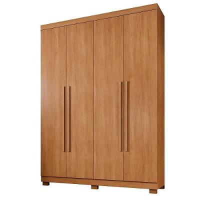 Guarda Roupa Casal New Supremo 4 Portas de Bater 3 Gavetas MDP Cinamomo 140CM Supremo