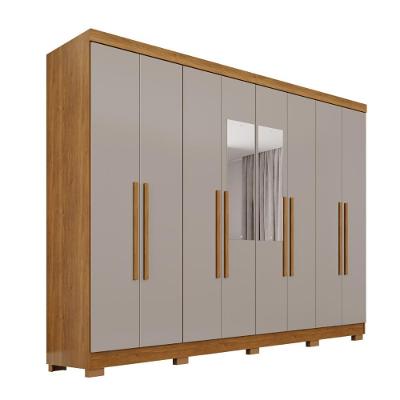 Guarda Roupa Casal Santorini 8 Portas de Bater 2 Gavetas MDF-MDP Cinamomo-off Clin Off 241CM