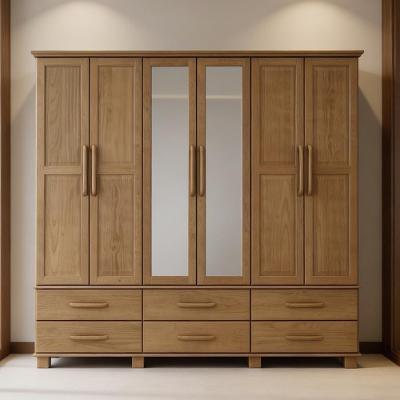 Guarda Roupa Casal Zahav F06 6 Portas 6 Gavetas Madeira Maciça com Espelho Freijó Lyam Decor