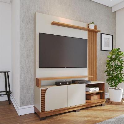 Home Theater Jurerê 1.5 para TV Até 65" 152CM MDP com Nichos Off White Freijó Colibri Móveis