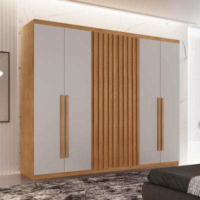 Guarda Roupa Casal CR35525 6 Portas de Bater 2 Gavetas MDF Laqueado Madeirado-off White Multimóveis
