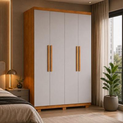 Guarda Roupa Solteiro CR35505 4 Portas de Bater 2 Gavetas MDF com Pés Madeirado-Off White