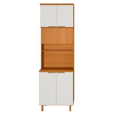 Paneleiro Duplo Bari 6 Portas 10 Prateleiras MDF TAMANHO 70CM Freijo Off Acetinado Poliman