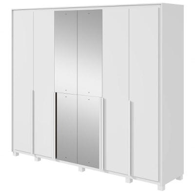 Guarda Roupa Casal Imperatore - Lp - Rei de Casa 6 Portas de Bater 6 Gavetas MDF com Espelhos Branco