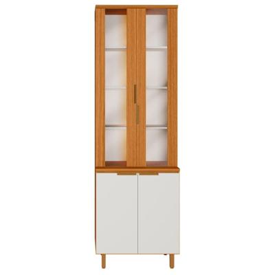 Paneleiro Cristaleira 12682 4 Portas 4 Prateleiras MDF TAMANHO 70CM Freijo Off Acetinado Poliman