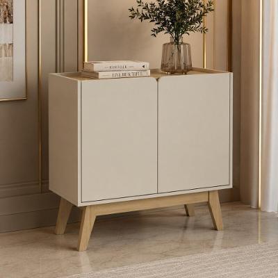Aparador Cantinho do Café Retrô 2 Portas MDP 90CM Off White-Madeirado Multimóveis