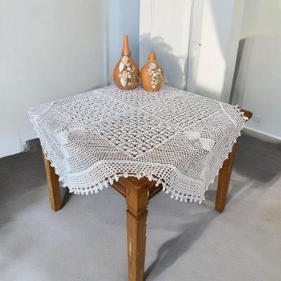 Toalha de Mesa Quadrada Crochê Polipropileno 1,35M Branco Artesanal