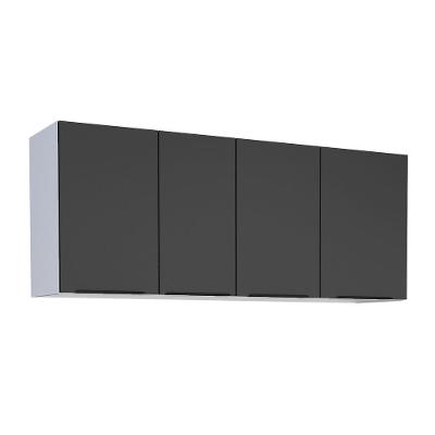 Armário Aéreo Júpiter 134CM 6 Nichos Aço Porta de Bater Preto Cozimax