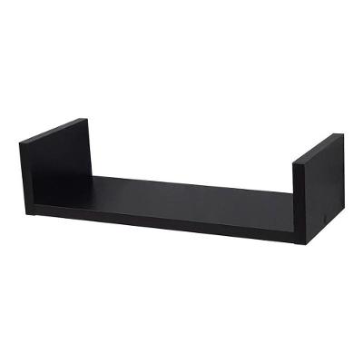 Prateleira U 50X20CM MDP Suporte Invisível Moderno Sala Preto Mercado das Prateleiras 50CM