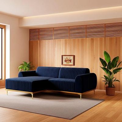Sofá com Chaise Cocie 3 Lugares Fixo 230CM Azul Marinho Sal Móveis