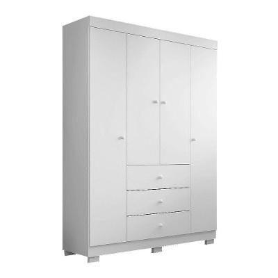 Guarda Roupa Infantil Ceci 4 Portas 3 Gavetas MDF Branco Brilho Sallar Home
