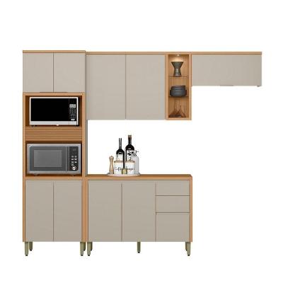Cozinha Completa Arya 4 Peças 100% MDF 120CM Jequitibá e Gris Fosco