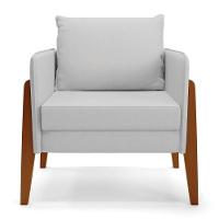 Kit 1 Sofá Namoradeira E 2 Poltronas Lana Linho Base De Madeira - D'rossi Cor A05 Cinza - 6