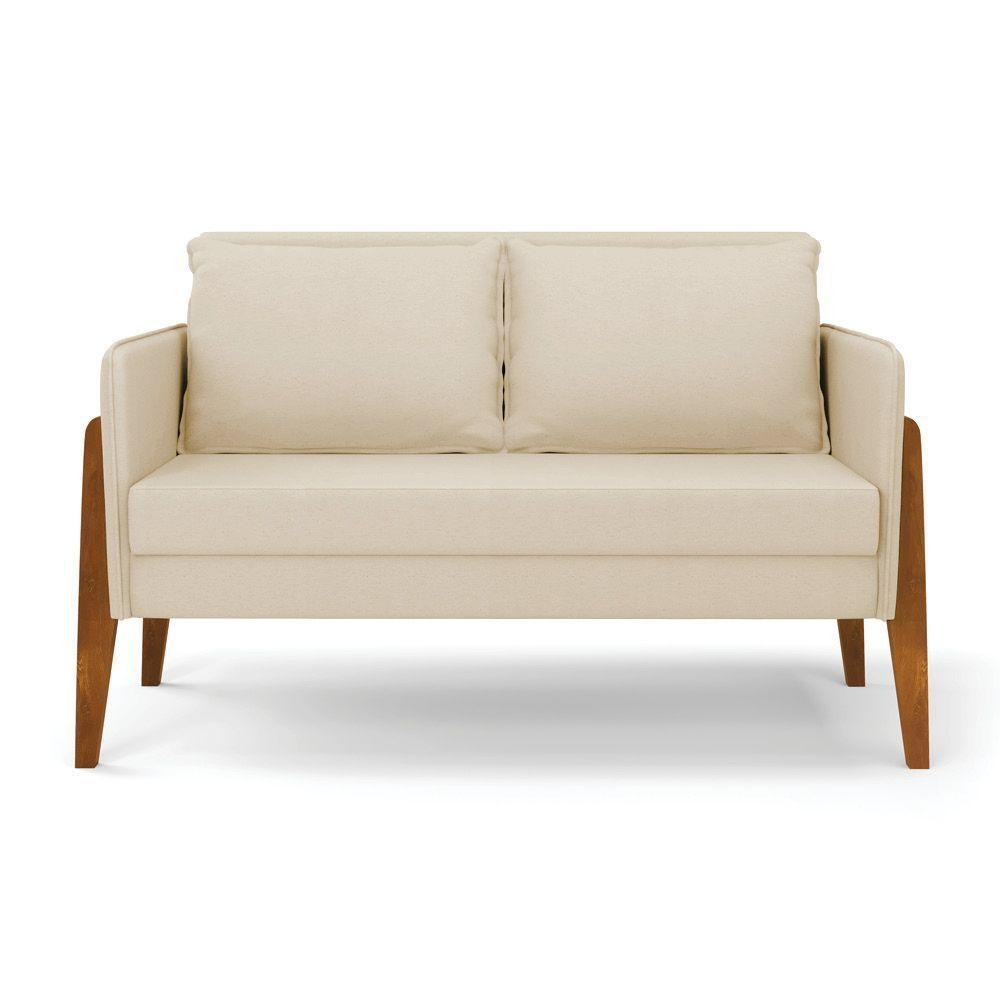 Kit 1 Sofá Namoradeira E 2 Poltronas Lana Linho Bege A19 Base De Madeira - D'rossi - 8