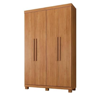 Roupeiro Casal Verona 4 Portas de Bater 3 Gavetas MDP Cinamomo Top 134CM