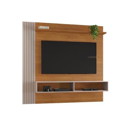 Painel para TV Loki 65" 170CM MDP-MDF com Nicho Ripado LED Cinza Clin Off 170CM