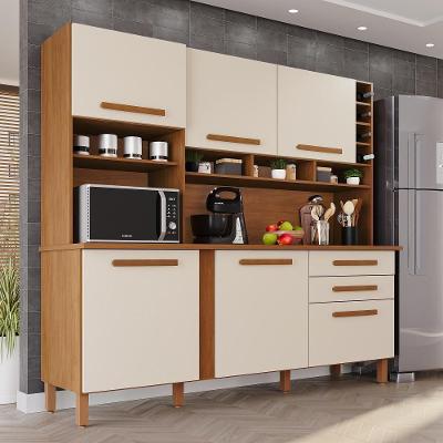 Cozinha Amanda 6 Portas 2 Gavetas MDF-MDP 182CM Cinamomo Tudo de Móveis