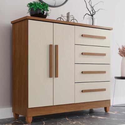Cômoda Madri 4 Gavetas 2 Portas MDF Cinamomo Arenas Tudo de Móveis 114CM
