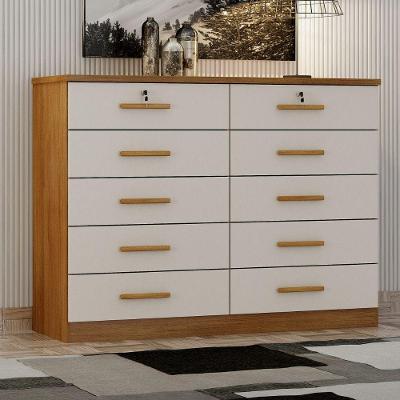 Cômoda Milão 10 Gavetas MDF com Corrediças Telescópicas Cumaru Fendi Móveis Novo Horizonte