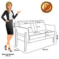 Kit 1 Sofá Namoradeira E 1 Poltrona Lana Linho Grafite A26 Base De Madeira - D'rossi