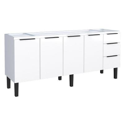 Gabinete Cozinha Júpiter sem Porta 3 Gavetas Aço 192CM Branco Cozimax