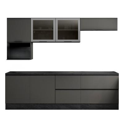 Cozinha Modulada Etna 8 Peças Balcão com Tampo MDP 258CM Grafite