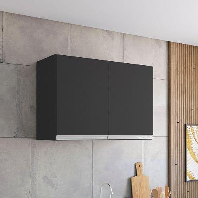 Armário Aéreo Leticia A01 81CM 2 Portas MDF Giratória Preto D'Rossi