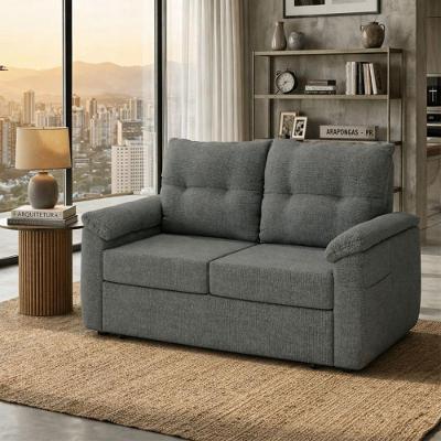 Sofá Cama Tiffany 2 Lugares Reclinável 160CM Cinza Linho Grosso Casal Chenile Matrix