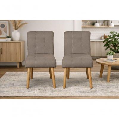 Kit 2 Cadeiras Luna Madeira Maciça Suede Cappuccino Ki Barato Móveis