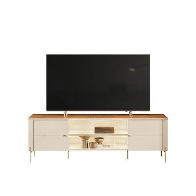 Rack Bancada para Tv Brasília Sala Até 75 Polegadas 180cm MDP com Nichos Iluminados Loja Doce Lar