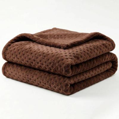 Manta Flan Soft Texturizada Queen 260g-m2 100% Poliéster Fleece Aconchegante Marrom Casa Modelo