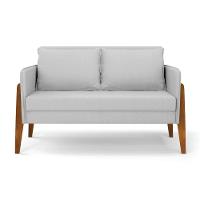 Kit 1 Sofá Namoradeira E 1 Poltrona Lana Linho Cinza A05 Base De Madeira - D'rossi - 8